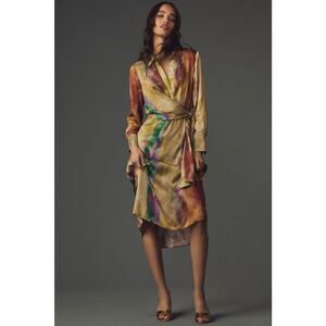 NWT Anthropologie Long-Sleeve Tie-Front Midi Shirt Dress Size 3X